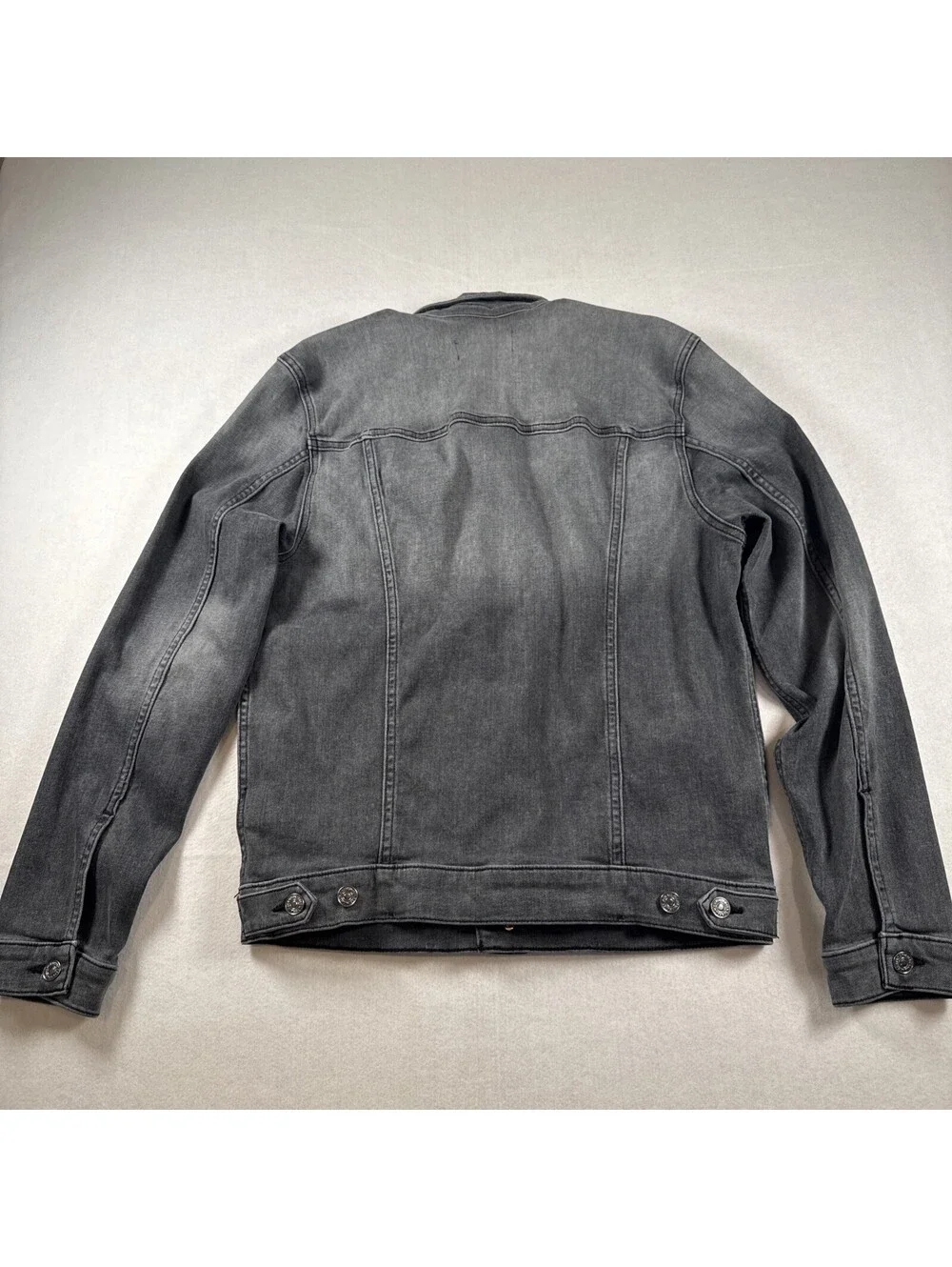 7 For All Mankind Distressed Black Faded Denim Jean Jacket Mens Medium Pre Owned